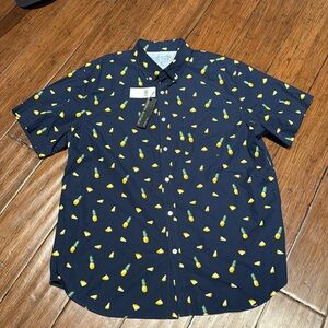 NWT Banana Republic Pineapple Luxe Poplin Short Sleeve Shirt
